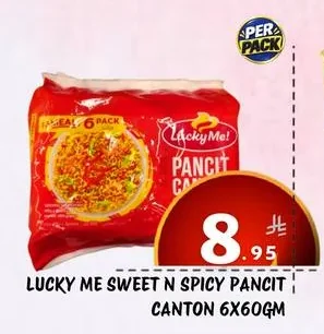 LUCKY ME SWEET N SPICY PANCIT CANTON 6X60GM