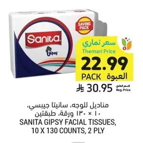 Facial Tissues, Sanita Gipsy, 130 Sheets, 2 Ply