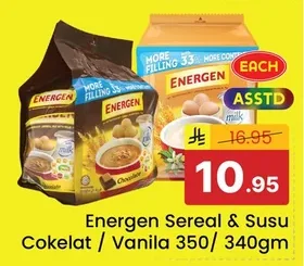 Energen Sereal & Susu Cokelat / Vanila 350/ 340gm
