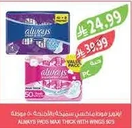 ALWAYS PADS MAXI THICK WITH WINGS 50S