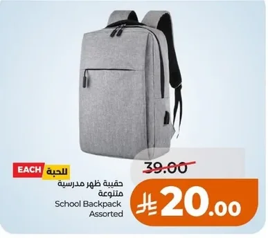 حقيبة ظهر مدرسية متنوعة