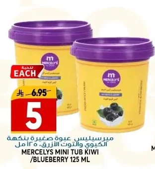 MERCELYS MINI TUB KIWI /BLUEBERRY 125 ML