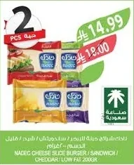 Burger/Sandwich Cheese Slices (Cheddar, Low Fat)