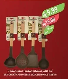 SILICONE KITCHEN UTENSIL WOODEN HANDLE (ASSTD)
