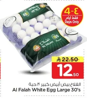 Al Falah Large White Eggs 30 pcs