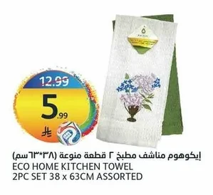 إيكوهوم مناشف مطبخ ٢ قطعة منوعة (٦٣*٣٨ سم)