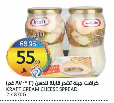 كرافت جبنة تشدر قابلة للدهن (٢ * ٨٧٠ غم)