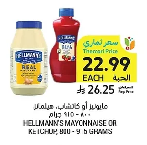 HELLMANN'S MAYONNAISE OR KETCHUP