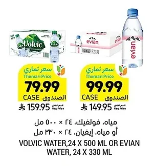 VOLVIC WATER, OR EVIAN WATER