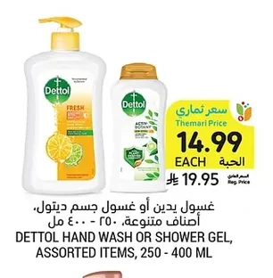 DETTOL HAND WASH OR SHOWER GEL, ASSORTED ITEMS, 250 - 400 ML