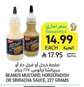 MUSTARD, HORSERADISH OR SRIRACHA SAUCE