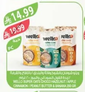 WELLLO SUPER OATS CHOCO HAZELNUT/APPLE CINNAMON / PEANUT BUTTER & BANANA 200G
