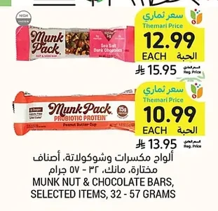 MUNK NUT & CHOCOLATE BARS, SELECTED ITEMS