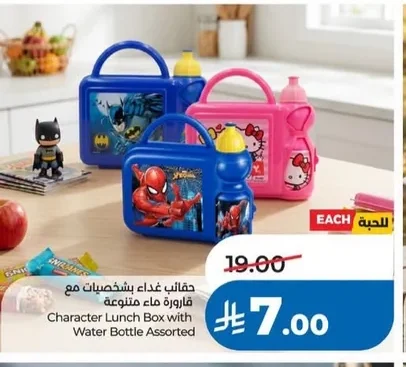 Character Lunch Box with Water Bottle Assorted