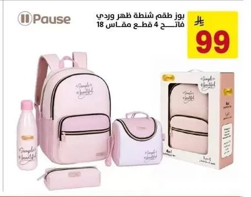 Pause Light Pink Backpack Set 4 pcs Size 18
