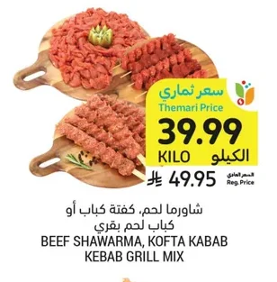 BEEF SHAWARMA, KOFTA KABAB KEBAB GRILL MIX